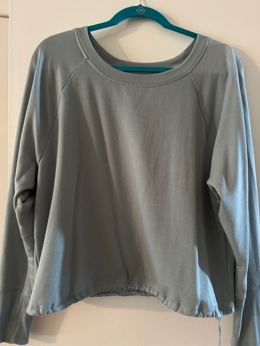 Casual Women's Drawstring Hem Sweatshirt - Dusty green